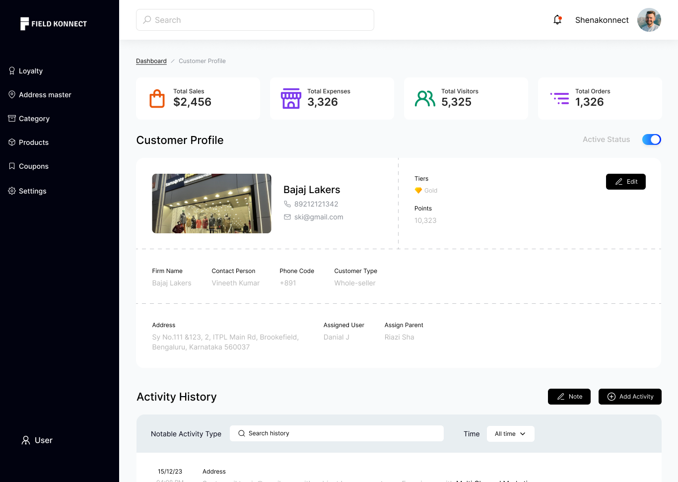 Fieldkonnect Loyalty Dashboard